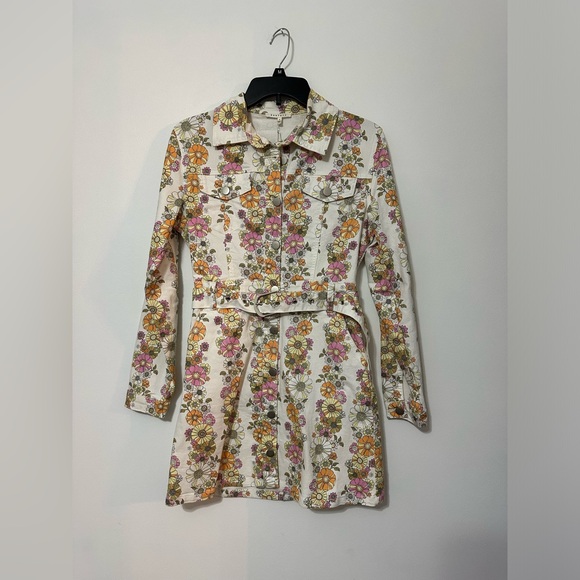 NWTs. Long sleeve floral denim mini dress! - Picture 2 of 5